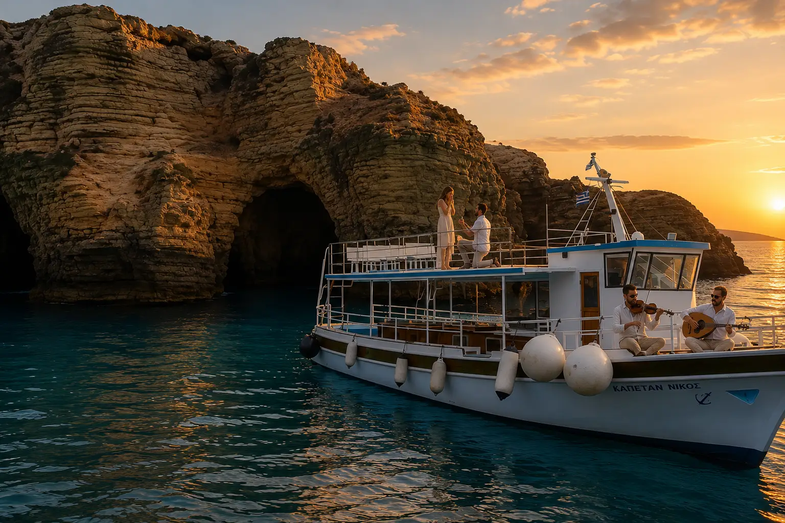 Πρόταση γάμου με καΐκι στα Κουφονήσια