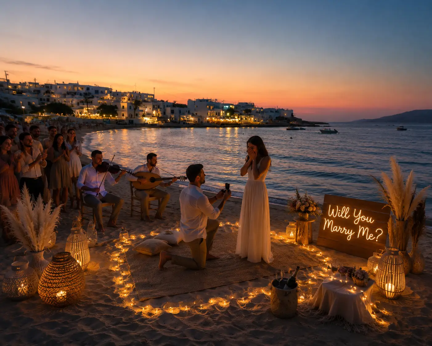 Πρόταση γάμου σε παραλία στα Κουφονήσια με διακριτικό στολισμό